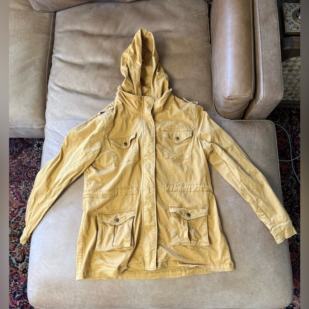 Market & Spruce Yellow Mid-Length Utility Jacket | Casual Outdoor Wear | Size L